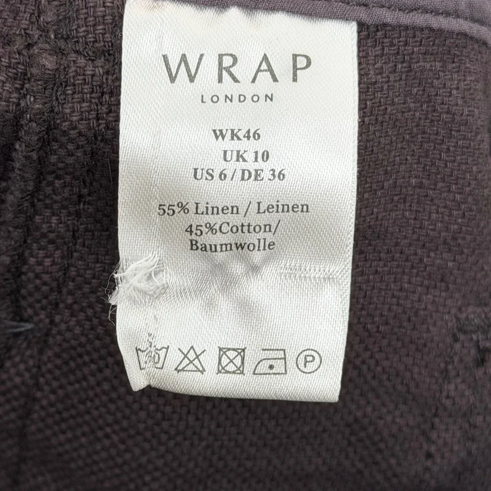 Wrap London Shorts Women US 6‎ Linen Cotton Utility Summer WK46